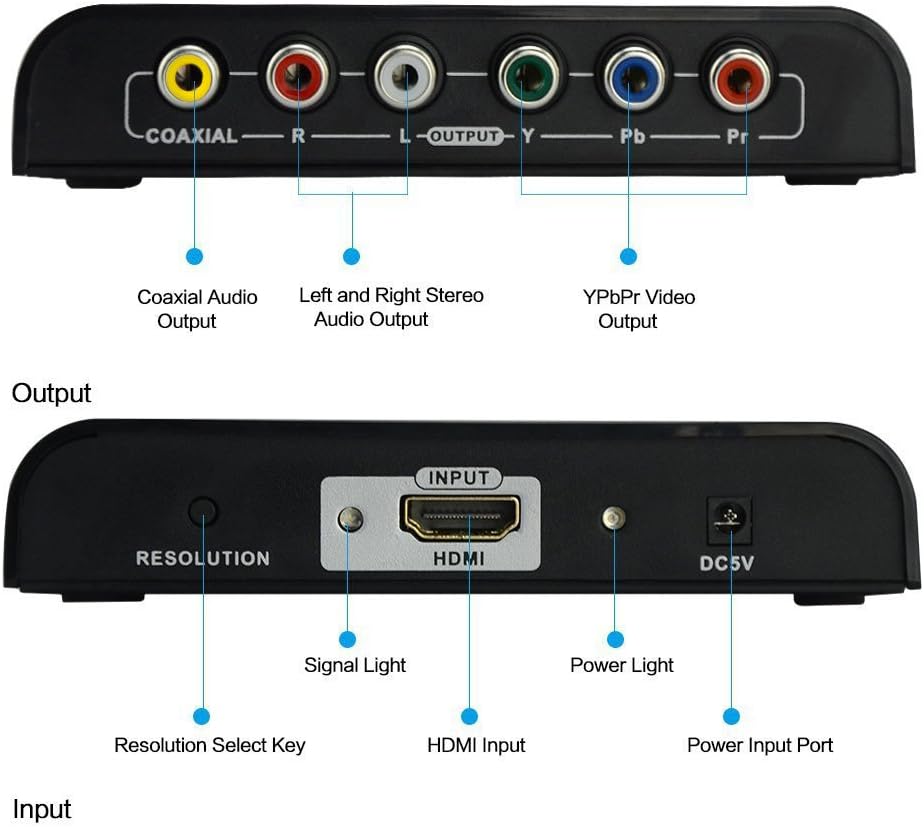 Musou HDMI to 1080P Component Video (YPbPr) Scaler Converter Adapter with Coaxial Audio Output + R/L Audio Support Windows 10,Black: Electronics