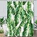 Banana Leaf Bathroom Shower Curtain Green Banana Palm Leaves Shower Curtains with 12 Hooks, Durable Bath Curtain Waterproof Bathroom Curtain