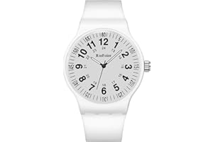 RioFoior Waterproof Analog Unisex Nurse Watch for Nurses,Nursing Students,Medical Professionals,Women,Men with Easy to Read Military Time Dials,Second Hand and 24 Hour,Soft Breathable Silicone Band.