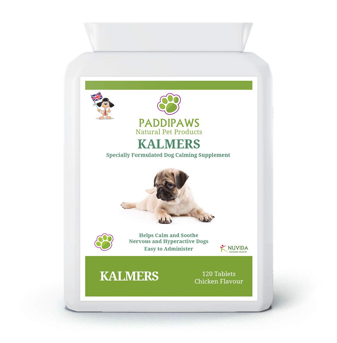 PaddiPaws Calming Tablets for Dogs – Natural Calm & Relaxation Support Supplement with L-Theanine & Magnesium – Chicken Flavour
