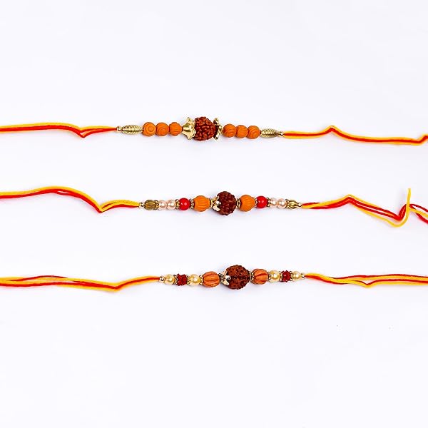 Tarini Gallery Set Of 4 Rakhi & Lumba For Raksha Bandhan - Traditional Threads With Roli Chawal, Gift Pack - View #2