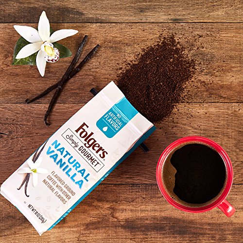 Folgers Simply Gourmet Coffee, Vanilla Flavored Ground Coffee, 10