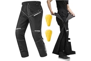 Auboa Winter Detachable Motorcycle Riding Pants for Men CE 2 Armored Powersports Overpants with Full Leg Zip Model PF2