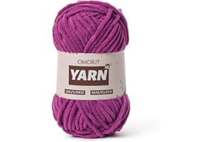 OMOIUT Plush Chenille Chunky Crochet Yarn - Baby Yarn for Crocheting Soft - Velvet Yarn Knitting for Blankets Crafts - Fluffy Amigurumi Yarn 50g / 65.6yd (Dark Purple)