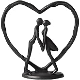 Anniversary Wedding Gift for Her Wife Husband Couple,Classic Black Metal Couple Figurine Heart Sculpture Love Statue,Romantic 1st to 60th Anniversary,Includes Present Box and Gift Card,Valentines Gift