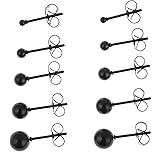Memsion 316L Surgical Steel Earrings Hypoallergenic Black Ball Stud Earrings Set for Women Men Girls Nickel Free Cartilage Ear Rings