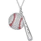 qielizhu Baseball Necklace 925 Sterling Silver for Women Baseball Fans