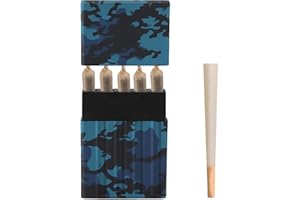 SZBTKBEST 5-Hole King Size Pre-roll Cone Holder Case,Cigarette Case Cigar Holder.for Regular Size Cigarettes & King Size,The Smoke Flask,Smell Proof Container Box (Blue Camouflage)