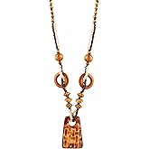 MINACHI Handmade Vintage Wooden Beads Long Necklace, Traditional Vintage Accessories Jewelry for Women