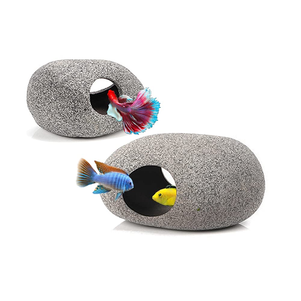 Photo 1 of MUNLIT Aquarium Hideaway Rock Cave for Aquatic Pets to Breed, Play and Rest, Stackable Aquarium Cichlid Cave, Betta Hideout and House, Safe and Non-Toxic Ceramic Fish Tank Decorations