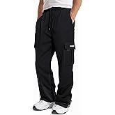 GYMBULLFIGHT Men's Cargo Sweatpants Loose Fit Pants Joggers for Men with Pockets, Open Bottom Drawstring