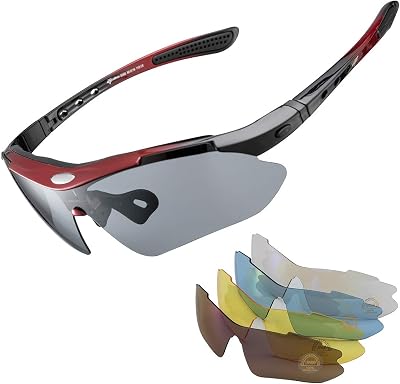 ROCKBROS Polarized Cycling Sunglasses with 5 Interchangeable Lenses TR90 Frame