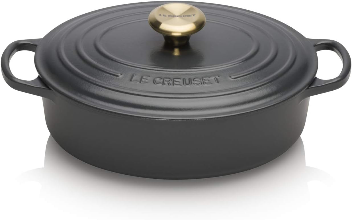 Le Creuset Signature Cocotte Basse en fonte avec Couvercle, Ø 27 cm, Ovale, Convient à tous les