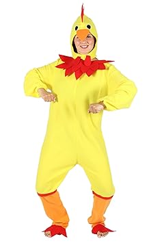 Foxxeo 40357 | Kostüm Huhnkostüm Hühnerkostüm Huhn Hahn Vogel Henne für Herren Damen Herrenkostüm Gelb Gr. S - XXL, Größe:XXL