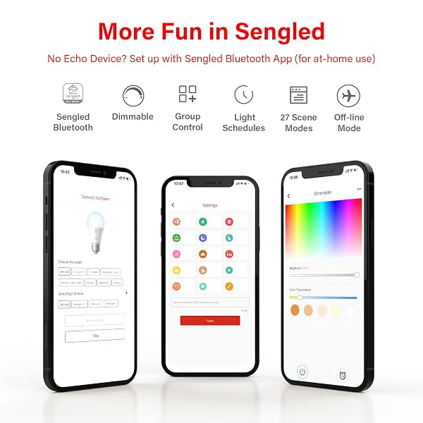 SENGLED ALEXA LIGHT BULB, SMART LIGHT BULBS THAT COMPATIBLE WITH ALEXA ONLY, BLUETOOTH MESH STANDARD A19 E26 DIMMABLE LED BULB DAYLIGHT 5000K, 60W EQUIVALENT 800LM, HIGH CRI, HIGH BRIGHTNESS, 6 PACK