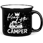 YHRJWN Christmas Camping Gifts for Men, Camping Coffee Mugs, King of the Camper Coffee Mug, Camper Lovers Gifts, Birthday Christmas Gift for Husband Dad Grandpa, 15 Oz