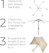 CHRISTOW Replacement Parasol Canopy 2.7m Hexagonal 6 Arms UV 30+ Taupe view 5