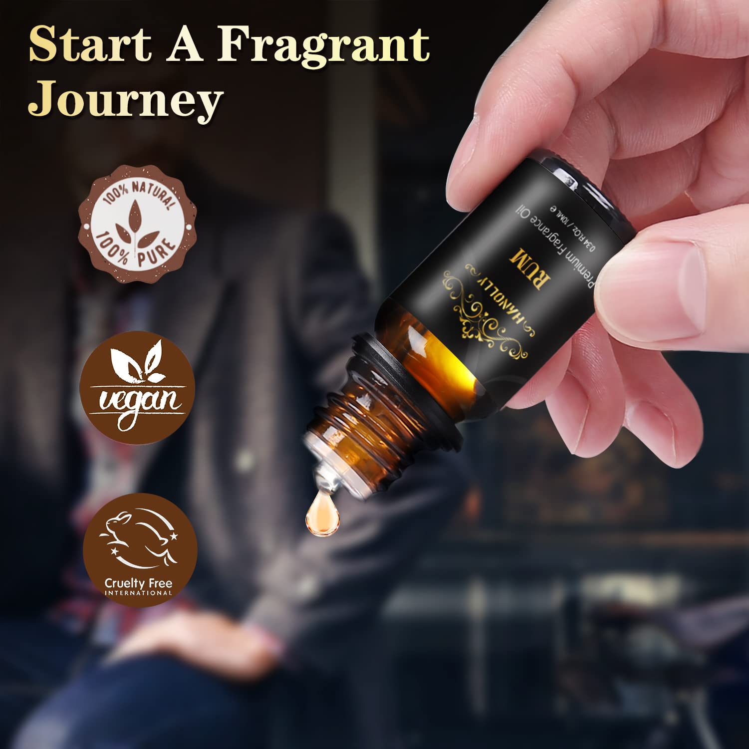 Essential Oils Set, Men Scents Fragrance Oil Aromatherapy Essential Oils Kit for Diffuser (6x10ML) - Sandalwood, Cedar, Leather, Sweet Tobacco, Rum, Cologne Aromatherapy Oils for Men, Gift for Men - Image 8