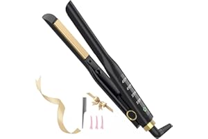 Arhoet Flat Iron, 1/2 Inch Hair Straightener and Curler 2 in 1, Ceramic Ionic Floating Plates for Less Frizz, 10s Quick Heat Up, Hair straighteners for Women, Straightener for All Hair Types(Black)
