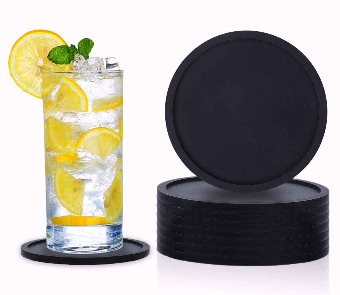 PROKITCHEN Coasters Set of 8, Drink Coasters, Silicone Coasters for Table, Bar (10x10x0.5 cm)