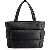 HOTOR Puffer Tote Bag for Women, Nurses - Multi-Pocket Lightweight Bag for Work - Quilted Handbag for Travel and Gym