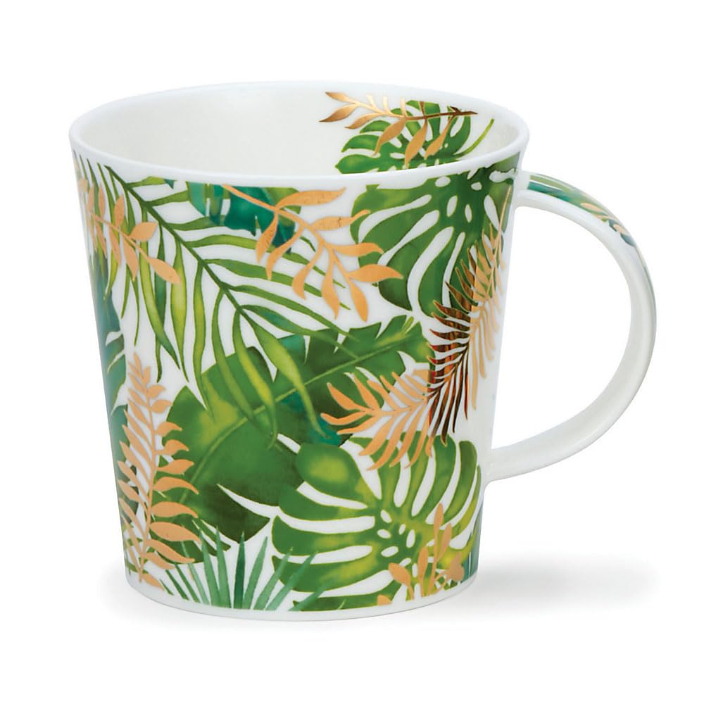 Dunoon Cairngorm 0.48L Mug Bali Tropical Leaves with 22 Carrat Gold Detailing