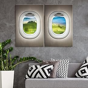2 Panel Canvas Wall Art - Tranquil Valley Window View Canvas - Giclee Print Gallery Wrap Modern Home Art Ready to Hang - 16"x24" x 2 Panels