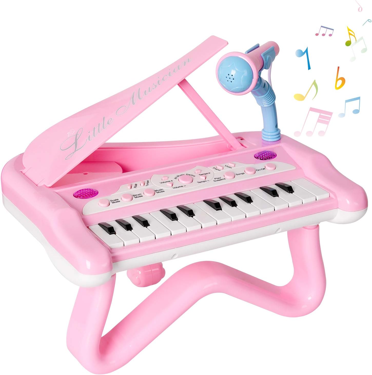 M SANMERSEN Piano for Kids, Music Keyboard Kid Portable Piano Toy with Microphone & Music Modes 25 Keys Musical Keyboards Toys for Kids Girls Boys 1-3 Year Old Birthday / Xmas Gifts