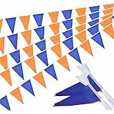 Ckexin Orange and Blue Pennant Banner Flags Garland Streamers Party Decorations for Birthday Wedding Classroom Graduation 60Feet 40Flags
