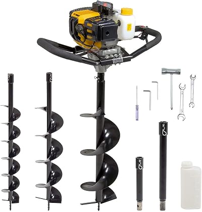 Fox 52cc Petrol Earth Auger Ground Drill Fence Post Hole Digger 2 Stroke Bits