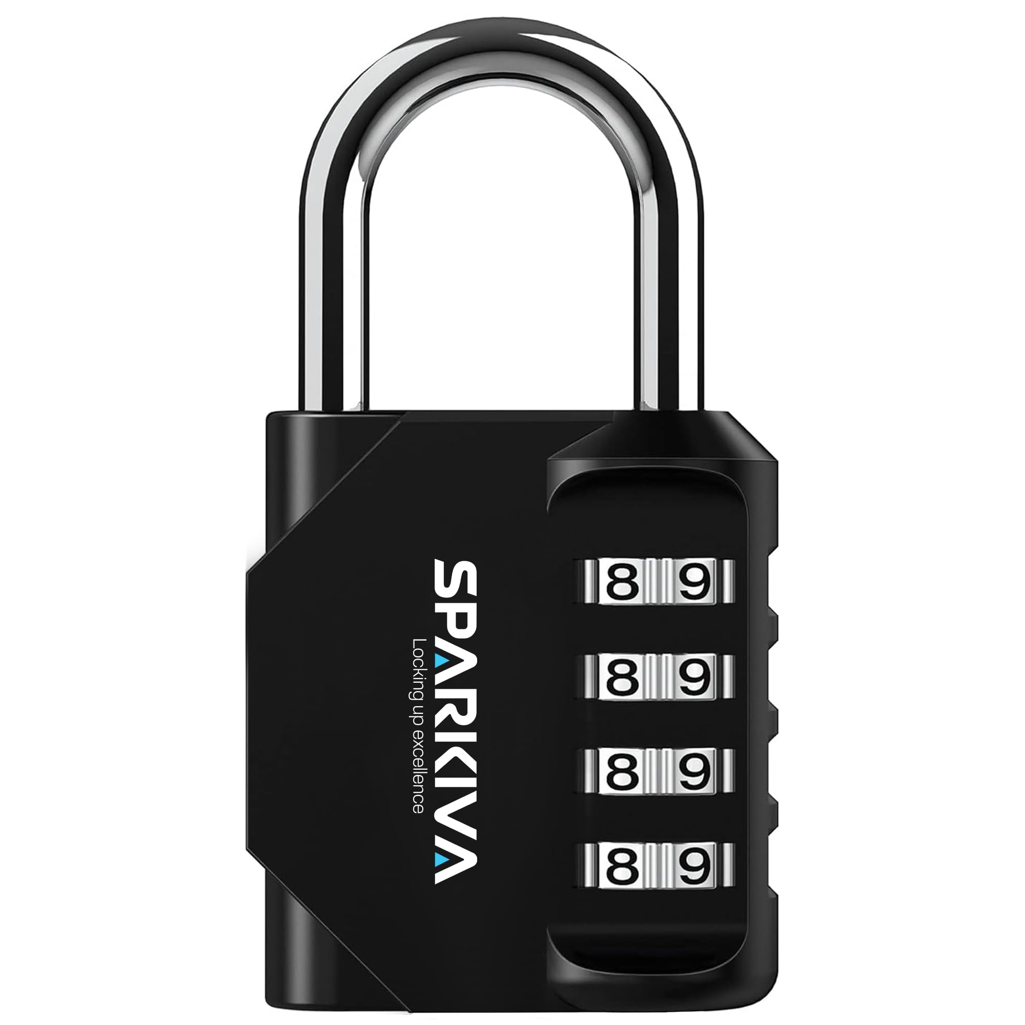 Sparkiva Combination Padlock with Code, 4 Digit Heavy Duty Padlock Weatherproof & Rust-Resistant Gym Locker Padlocks for School & Garage – Secure & Durable Code Lock, Black