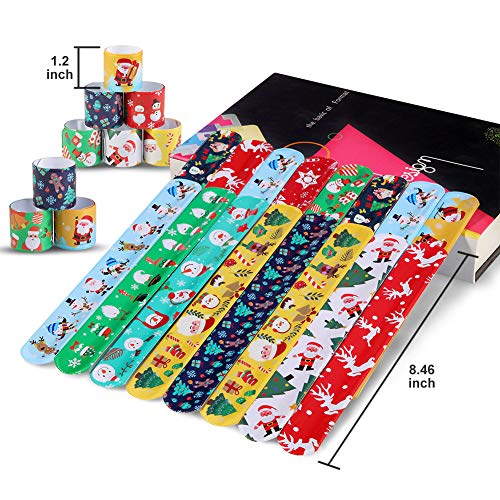image for ThinkMax Christmas Slap Bracelets Party Favors Pack Colorful Retro Sla