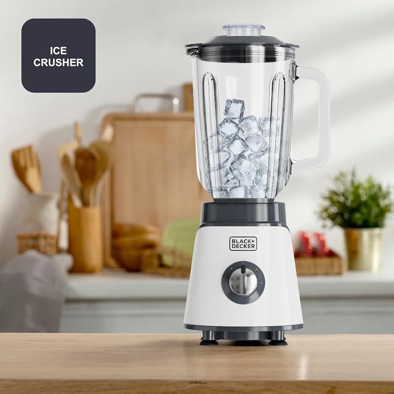- Liquidificador BXJB1002E 1000W | Jarro de vidro 1.5L | Lâminas de Aço Inoxidável 4 Bordas | Função Ice Crush | 2 Velocidade + Pulso | Cofre para máquina de lavar louça | Sistema de Segurança