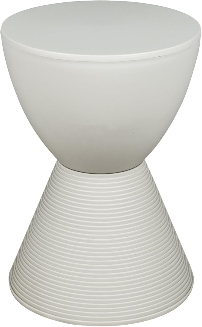LeisureMod Boyd Modern Ribbed Round Light Gray Plastic End