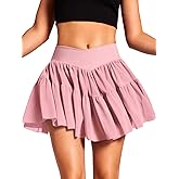 ChiaoLezhee Womens Pleated Tennis Skorts with Pockets, Ruffle Flowy Layered Skirt with Shorts, for Golf Workout Athletic