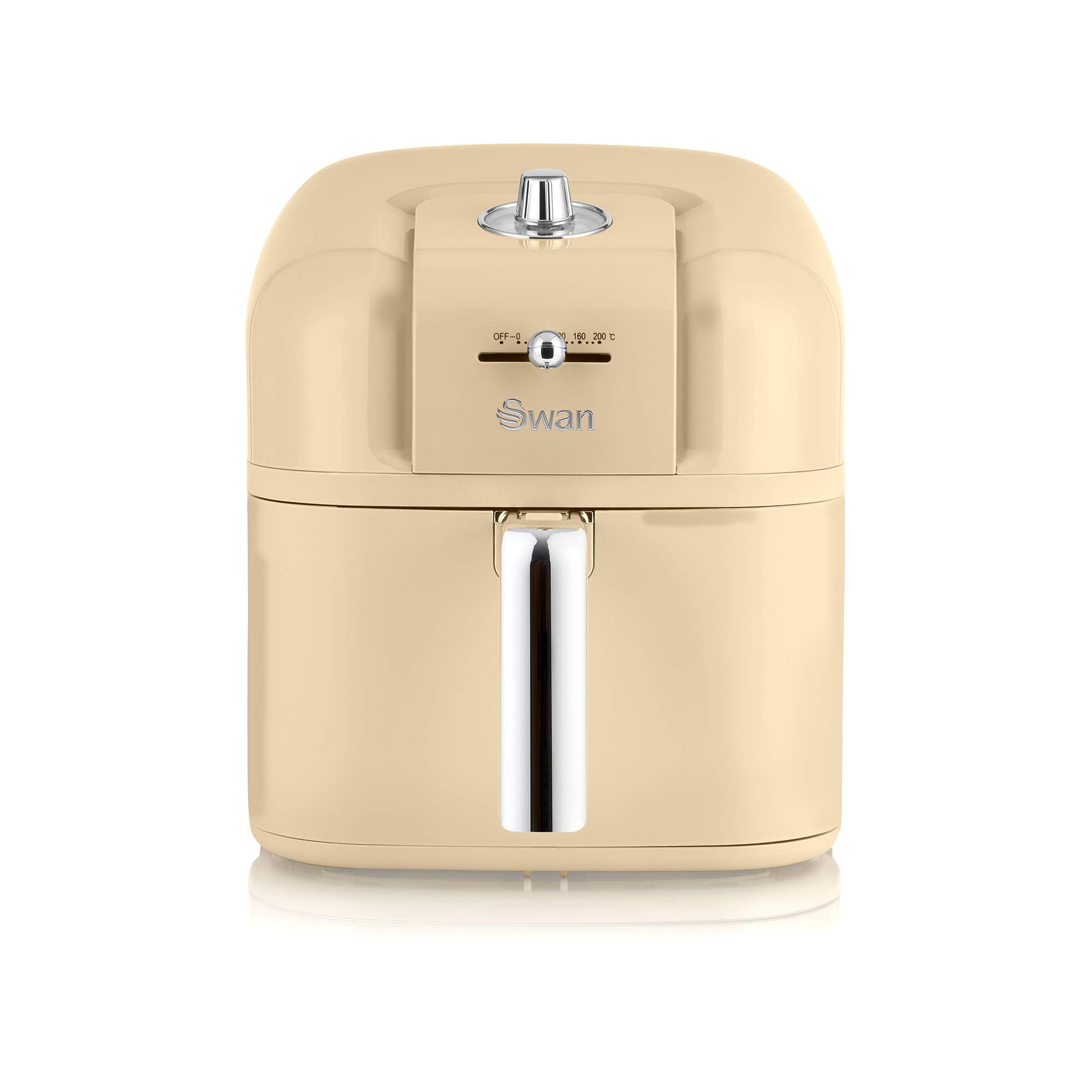 Swan SD10510CN Retro 6L Manual Air Fryer with Rapid Air Circulation, Adjustable Temperature, 60 Minute Timer, 1800W Retro Cream