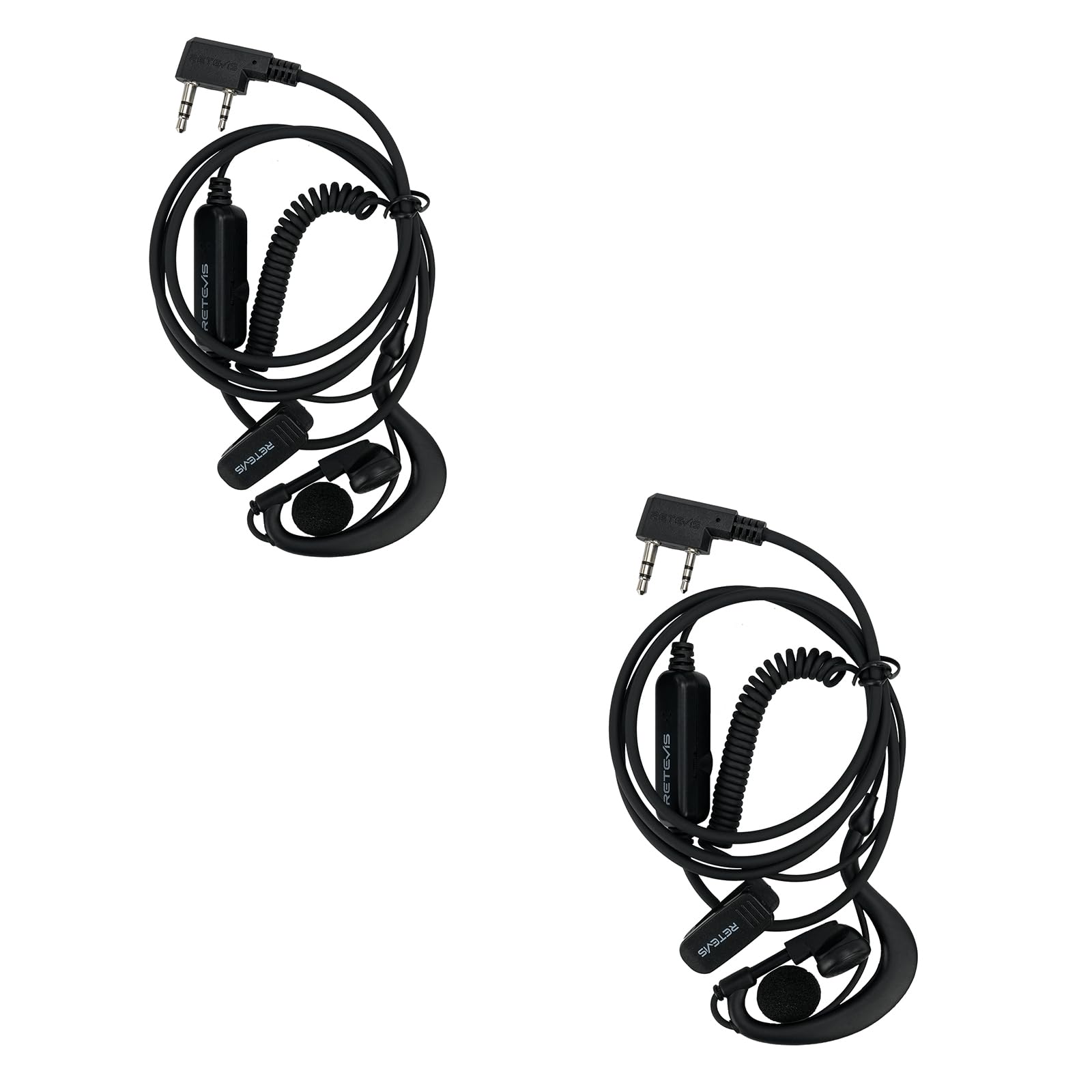 Retevis Walkie Talkie Earpiece, 2 Pin G-type Headset with Coil Compatible with RT24 RT28 RT22 RT622 RT27 RT617 RT618 RT619 BaoFeng BF-888S BF-88E, 2 Way Radio Volume Adjust Knob(2 pcs)
