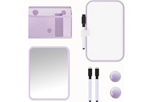 Svartur Locker Accessories for Girls with Magnetic whiteboard, Locker Mirror and Pen Holder, Pink Locker Decoration for School Locker, Back to School Essentials, Purple
