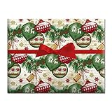 Ornaments on Garland Jumbo Rolled Gift Wrap- 72 sq. ft.