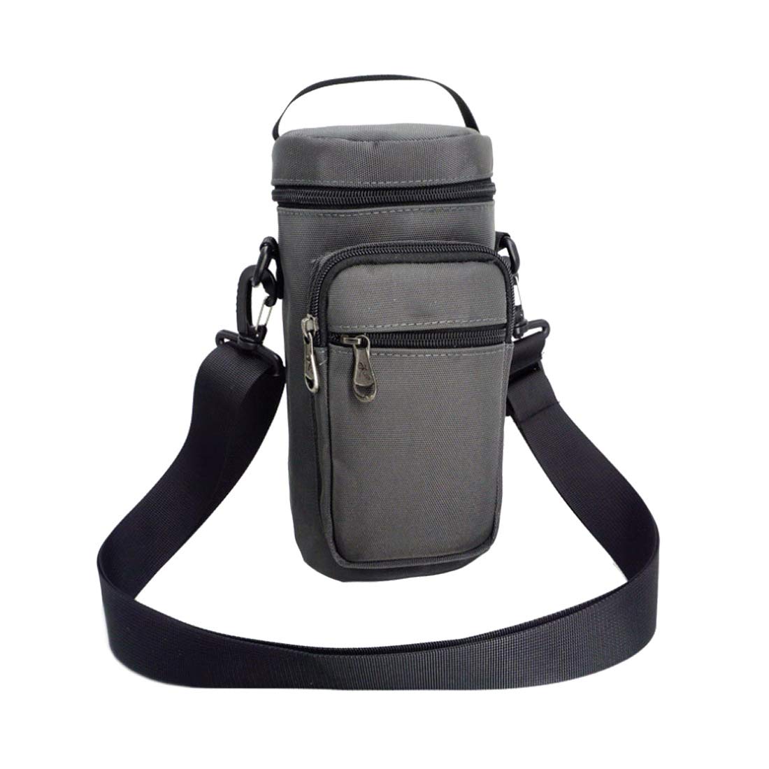 Water Bottle Holder Carrier Pouch,Fits 50oz Bottles,Tactical Molle Bottle Bag with Adjustable Padded Shoulder Strap and Phone Card Pockets for Walking and Hiking(Grey) — image 1