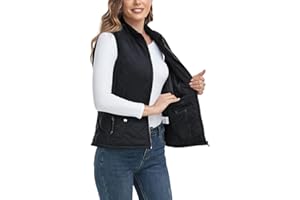 LONGKING 2025 Upgraded, Women's Outwear Vest With One Inner Pocket - Stand Collar Lightweight Zip Quilted Vest for Women