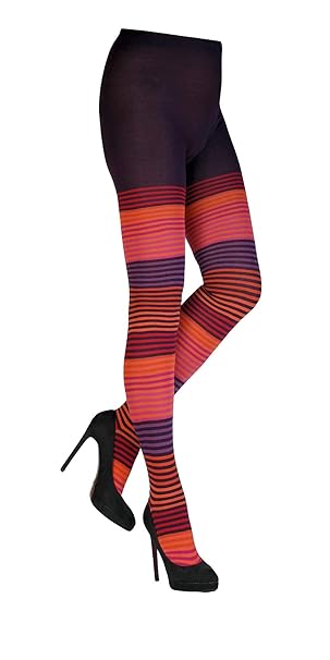 CRÖNERT Damen Strumpfhose Ringelstrumpfhose multicolor violett 2327