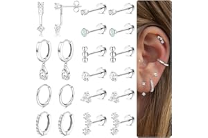 MILACOLATO Hypoallergenic Flat Back Earrings 14K Gold Plated Cartilage Earring Sets for Multiple Piercing 20G Surgical Stainless Steel Earrings for Women Trendy Earring Stacks Small Hoop Flatback Stud Earrings