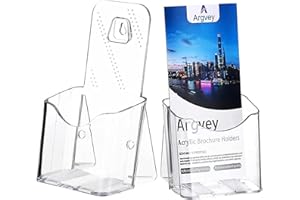 Acrylic Brochure Holder, 2-Pack Plastic Trifold 4 Inches Wide Pamphlet Holder Wall Mount/Countertop Organizer for Display Fly
