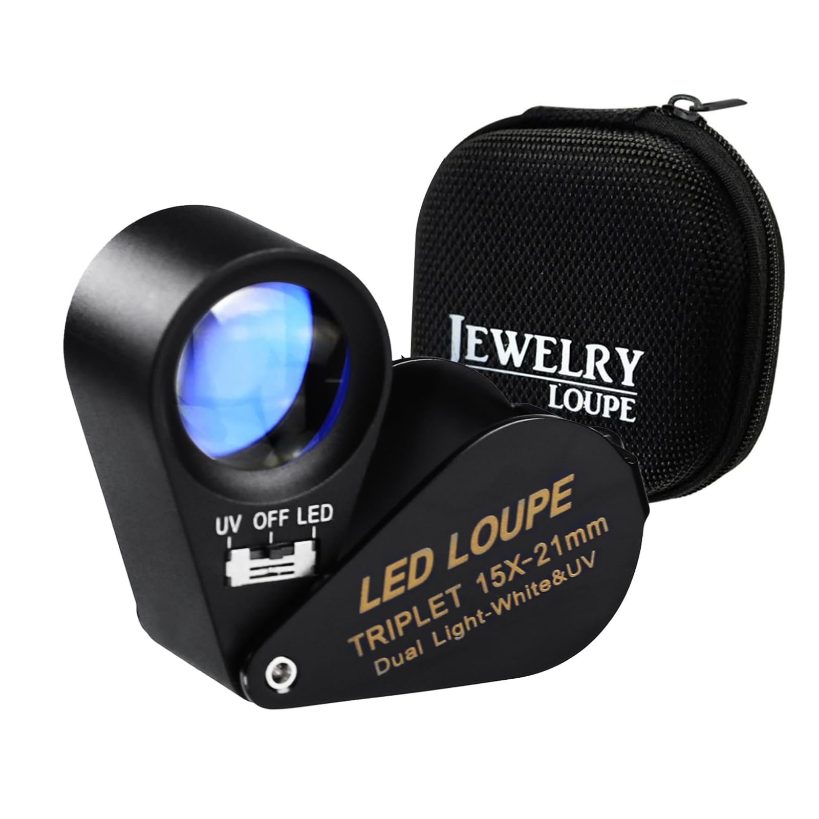 Jewelers Loupe 15x 21mm Jewelers Magnifying Glass Loupe Magnifier Coin Magnifying with Light Jewelers Loop for Gems, Jewelry, Coins and Trichomes