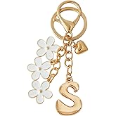 Snycler Bubble Initial Keychain Cute Flower Charms Keyring for Handbag Backpack–Personalized A-Z Letter Charms Gift for Women