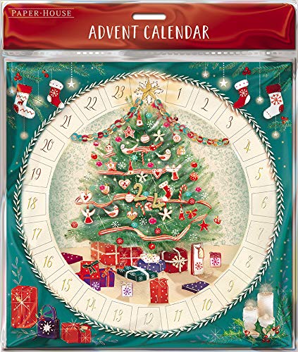 Great British Card Company Advent Christmas Calendar with 24 Doors and White Mailing Envelope CHRISMTAS TREE 280 x 280 mm Medici ACLQ0002