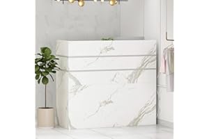 FUFU&GAGA Reception Desk with Counter, 3 Drawers & Storage Shelves, Reception Counter Table with Private Panels, for Salon Reception Room Checkout Office, Marble White (47.3" W x 18.3" D x 43.3" H)