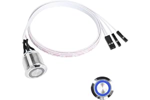 YACSEJAO 16mm Chassis Switch Host Metal Button Desktop Computer Host Switch Cable Metal LED Power Button ATX Supply On/Off fo