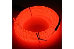 JIGUOOR EL Wire Battery Pack 9.8ft / 3m Bright Neon Light Strip 360° Illumination Neon Tube Rope Lights for DIY, Festival, Party Decoration, Pub, Halloween, Chrismas (9.8ft / 3m, Red)